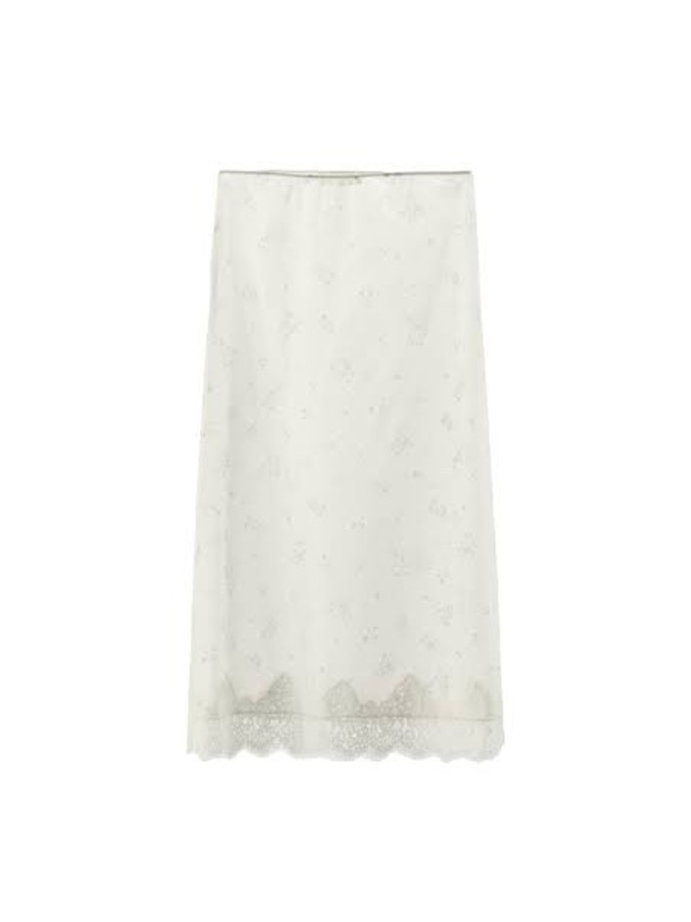 Zara Cream Midi Skirt with Lace Hem